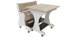 Hoogzit tafel L75 x B64 cm wit grey craft oak met bank Tangara Groothandel voor de Kinderopvang Kinderdagverblijfinrichting2